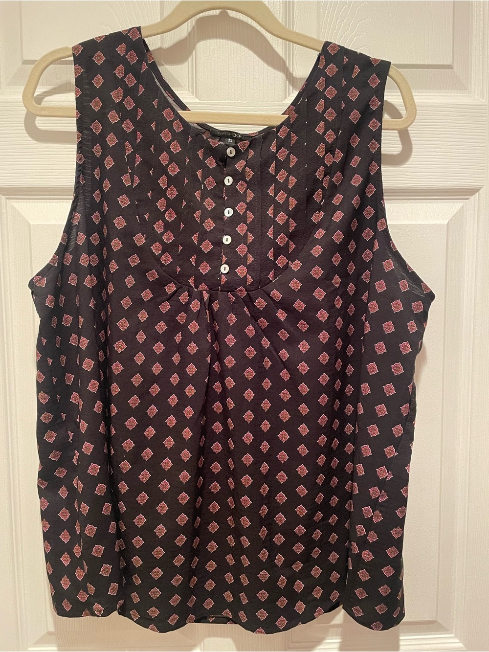 Papermoon Black Sleeveless Top with Pink Diamond Motif